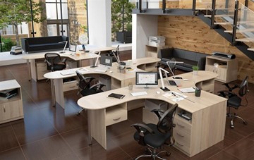 Набор мебели в офис SIMPLE с эргономичными столами и шкафом в Барнауле - предосмотр 2